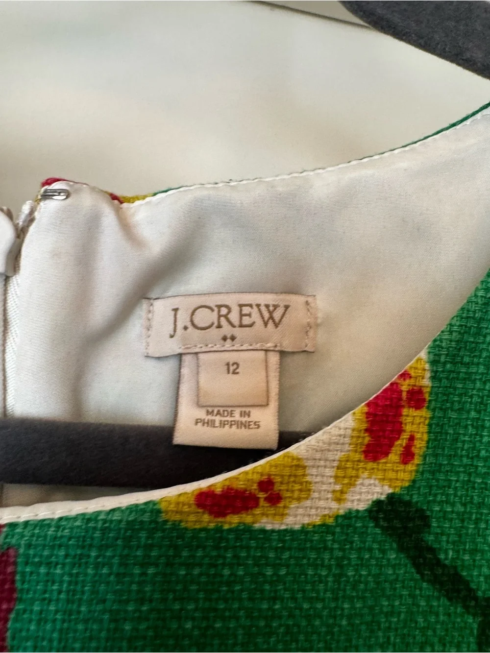 J. Crew Green Floral Sleeveless A-Line Dress